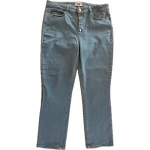 PAIGE Cindy Jeans Womens Size 32 Teal Green Slim Straight Mid Rise Stretch